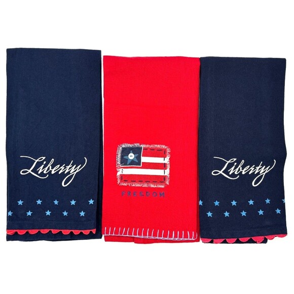 Kay Dee Designs Large Tea Towels Set of 3 Americana Patriotic Liberty Free 16x26 - Picture 1 of 15